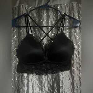 Pink Victoria’s Secret Black Lace Bra Size L
